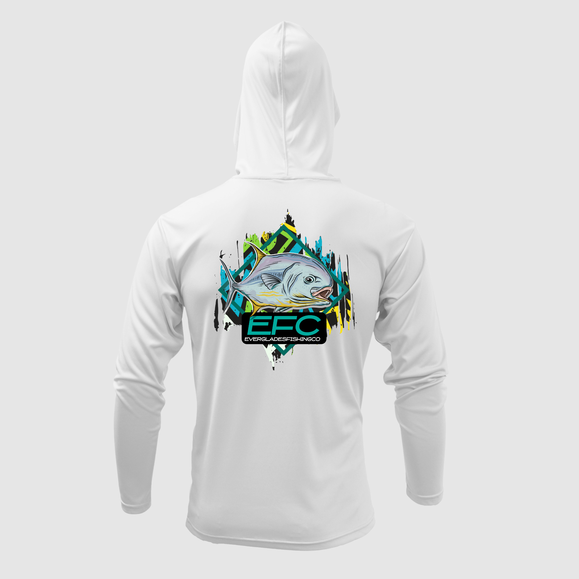 Permit Teal White Hooded Performance Shirt – Everglades Fishing Co