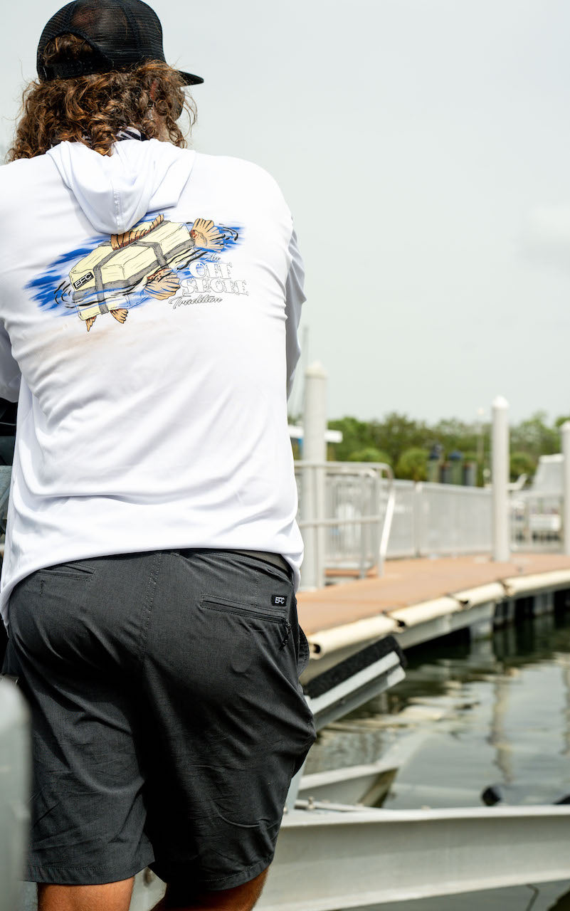 Square Grouper Hooded Performance Shirt _ White