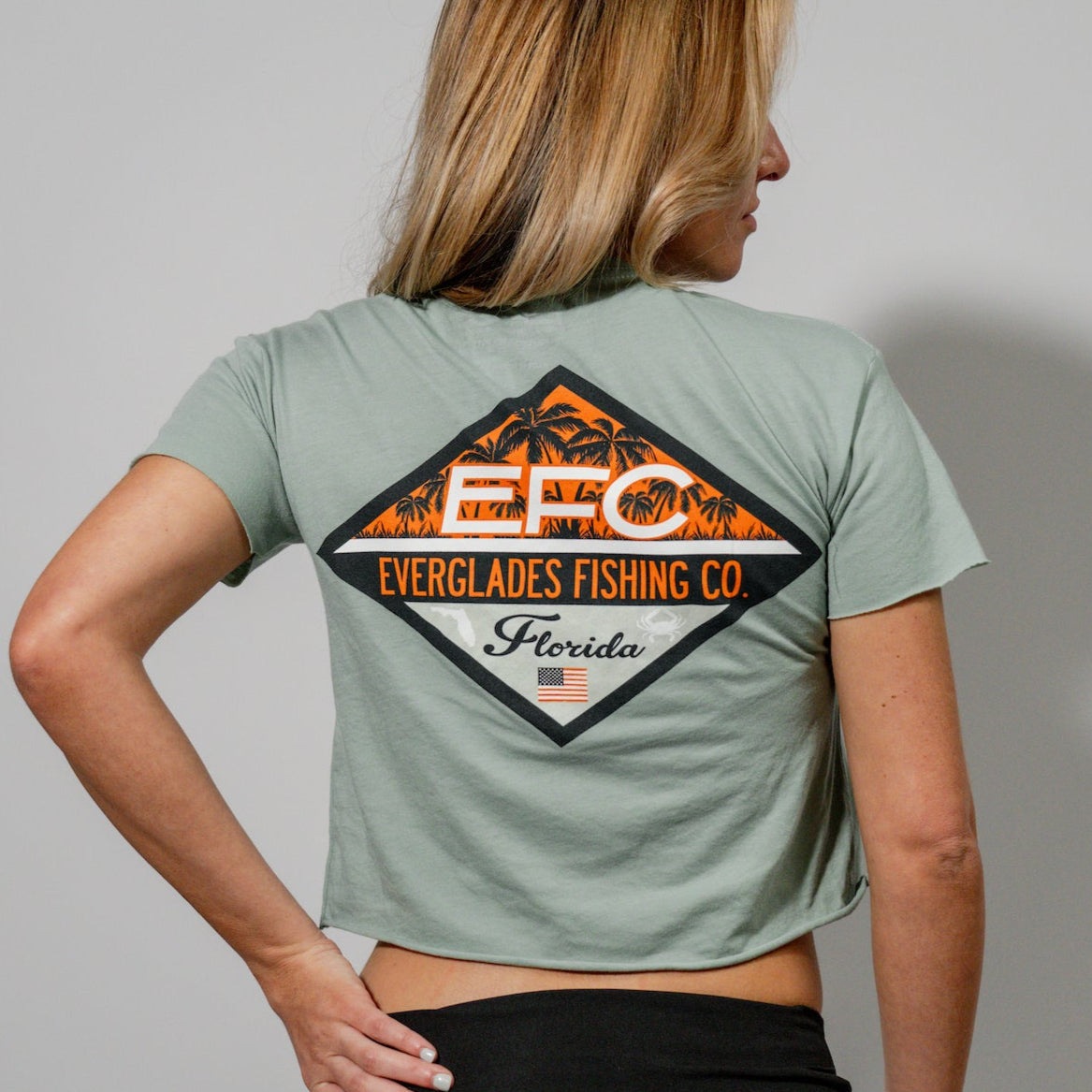 Diamond FL Crop Top_ Stonewash Green