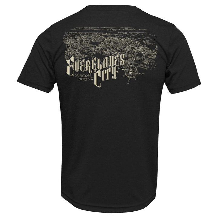 Everglades City Map T-Shirt _ Black