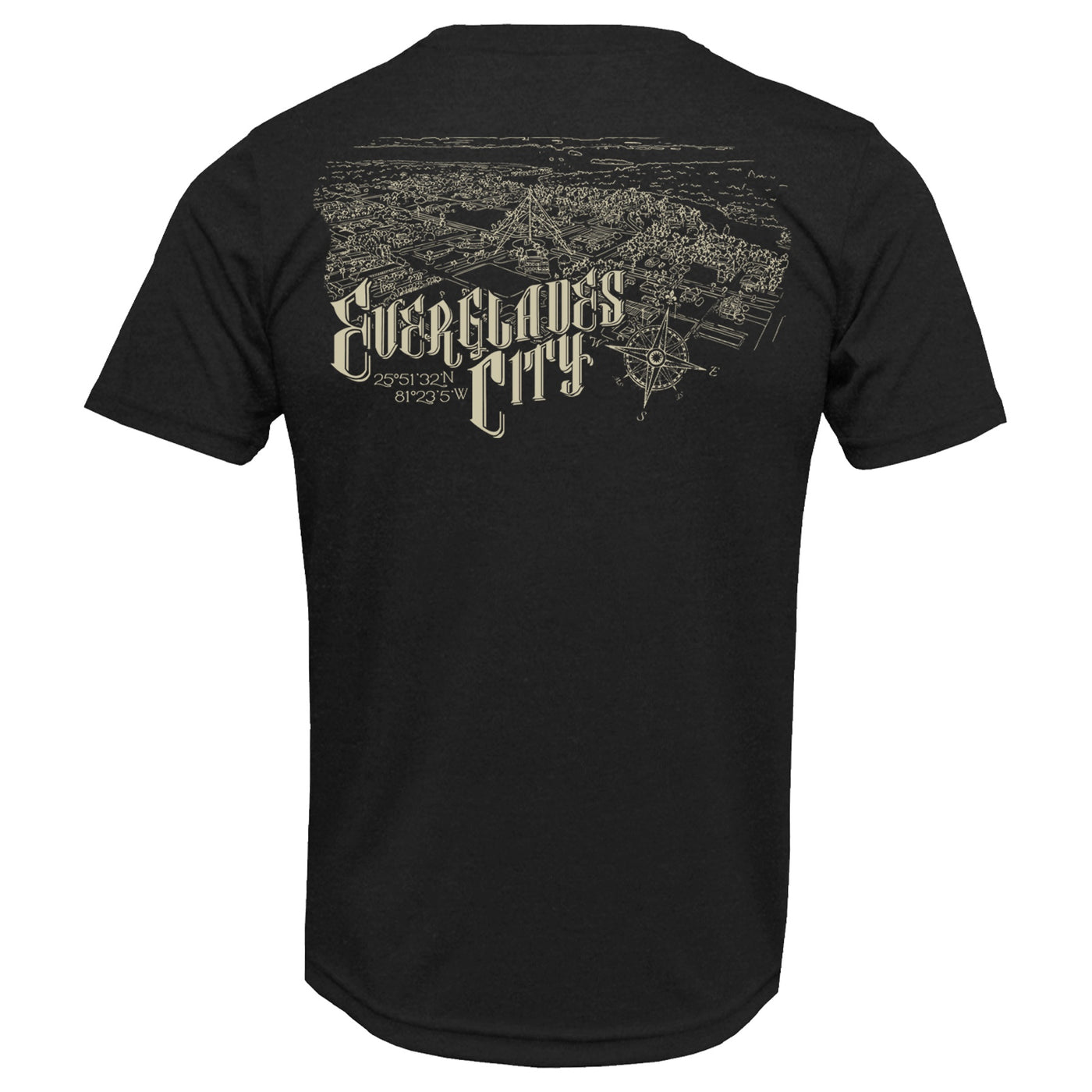 Everglades City Map T-Shirt _ Black
