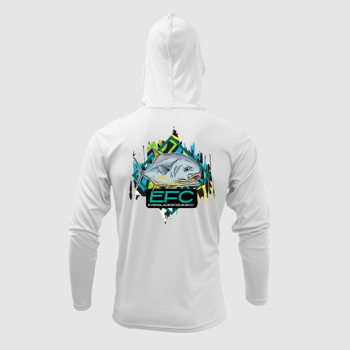 Permit Teal White Hooded Performance Shirt