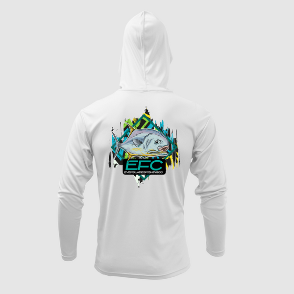 Permit Teal White Hooded Performance Shirt – Everglades Fishing Co