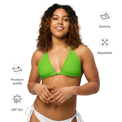 Green recycled string bikini top
